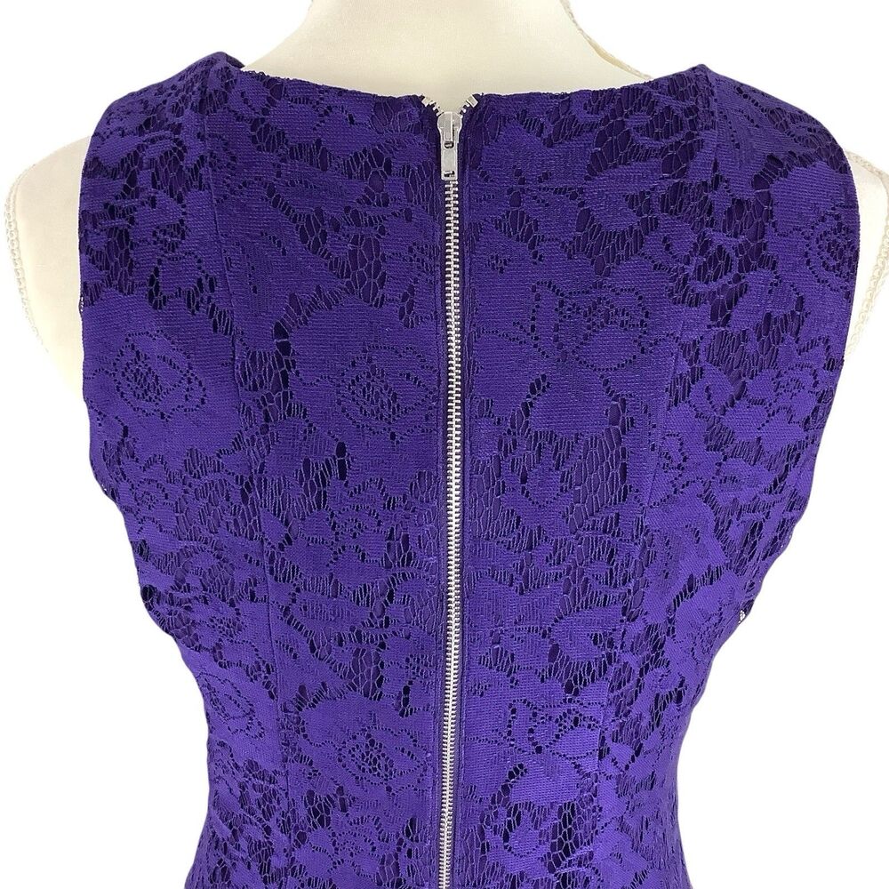 Purple Lace Sleeveless Dress Women Size 6 Fit & Flare Keyhole Coquette Fairy - Picture 6 of 14